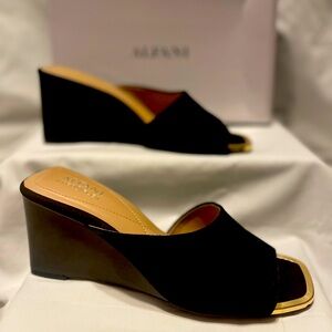 Alfani Womens Laurita Suede Metallic Trim Wedge Sandals size 7